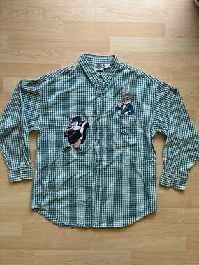 Vintage 1993 Acme Clothing Co. Looney Tunes Bugs Bunny Skunk Button Down Shirt L